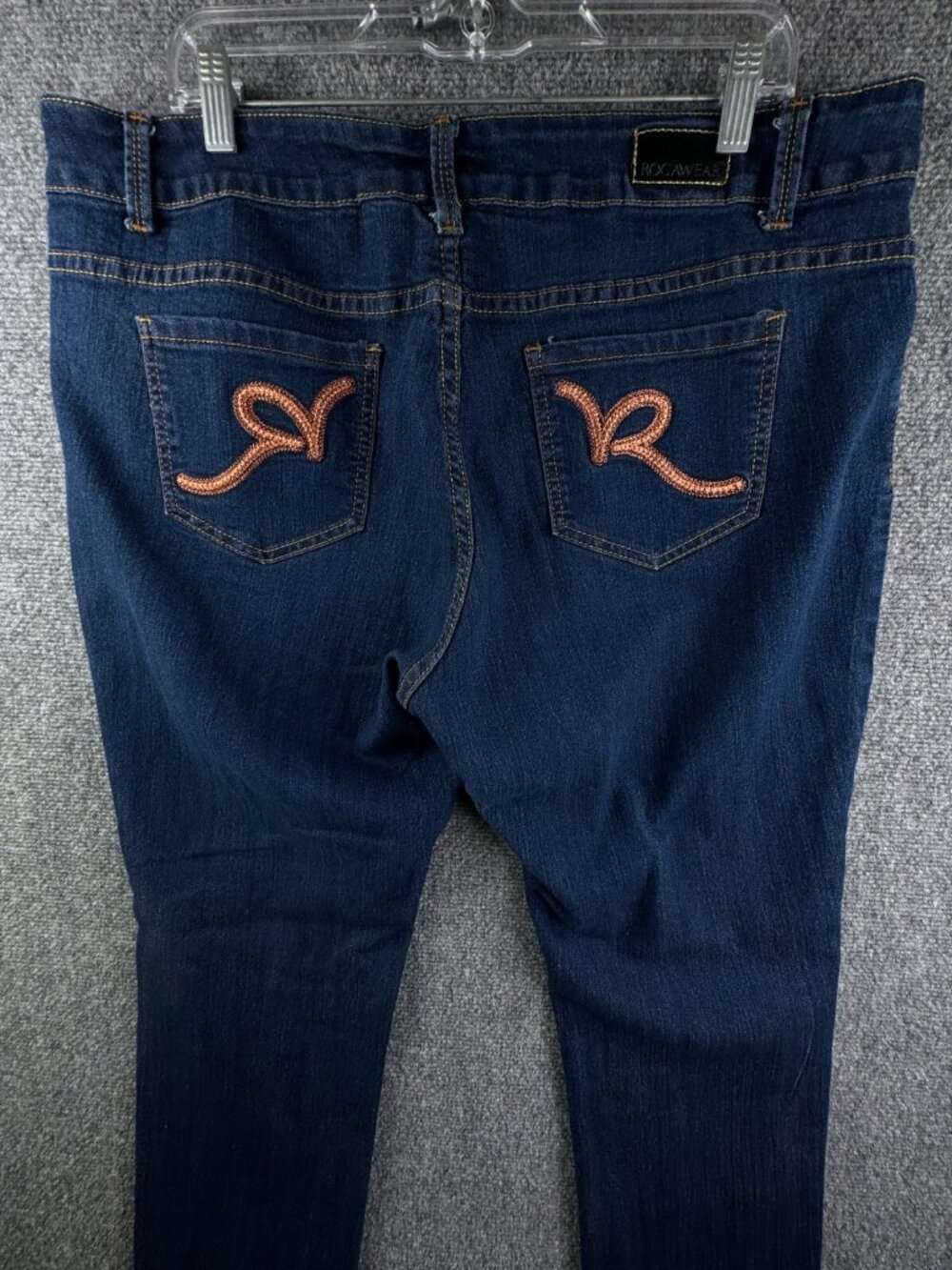 Rocawear Women Denim Jeans Dark Wash Adult Stretch Size 20 Embroidered Urban